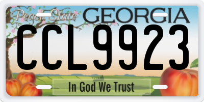 GA license plate CCL9923