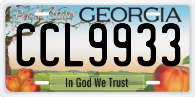 GA license plate CCL9933