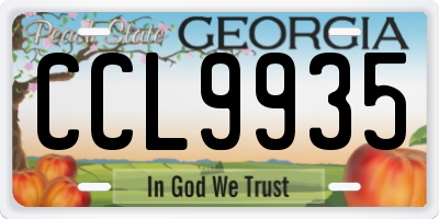 GA license plate CCL9935