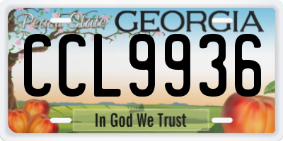 GA license plate CCL9936
