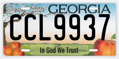 GA license plate CCL9937