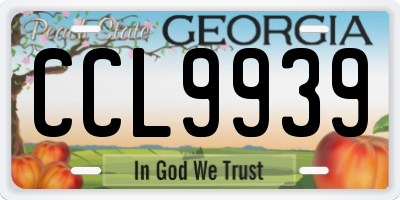 GA license plate CCL9939