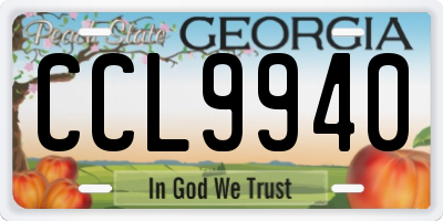 GA license plate CCL9940