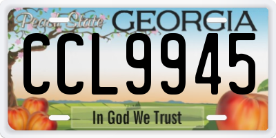 GA license plate CCL9945