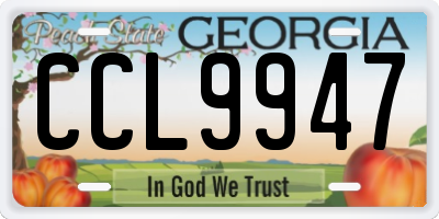 GA license plate CCL9947