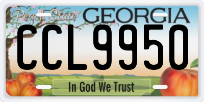 GA license plate CCL9950