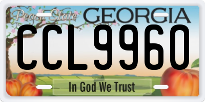 GA license plate CCL9960