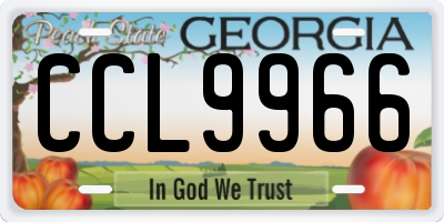 GA license plate CCL9966