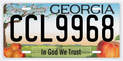 GA license plate CCL9968