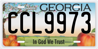 GA license plate CCL9973