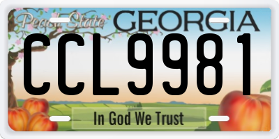 GA license plate CCL9981