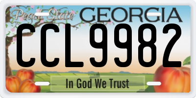 GA license plate CCL9982