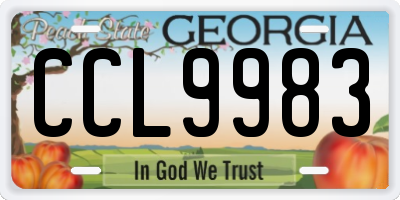 GA license plate CCL9983