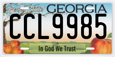 GA license plate CCL9985
