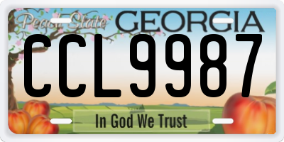 GA license plate CCL9987