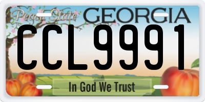 GA license plate CCL9991