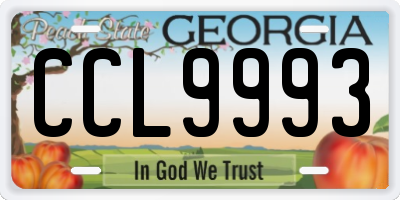 GA license plate CCL9993
