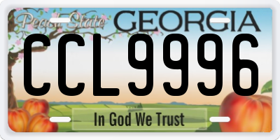 GA license plate CCL9996