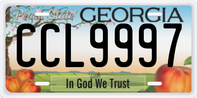 GA license plate CCL9997