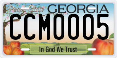 GA license plate CCM0005