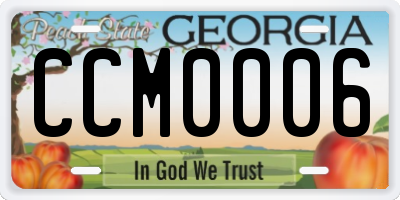 GA license plate CCM0006