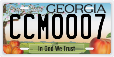 GA license plate CCM0007