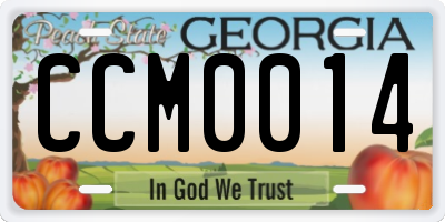 GA license plate CCM0014