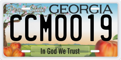 GA license plate CCM0019