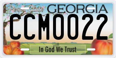 GA license plate CCM0022