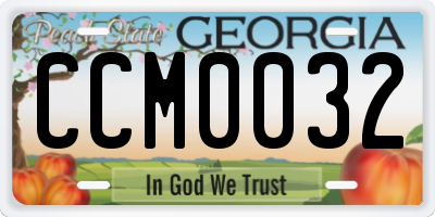 GA license plate CCM0032