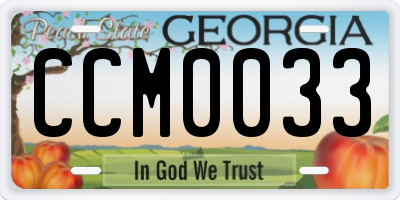 GA license plate CCM0033