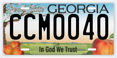 GA license plate CCM0040