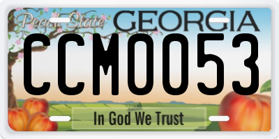 GA license plate CCM0053