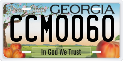 GA license plate CCM0060