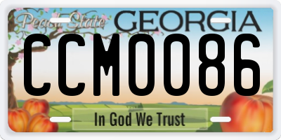 GA license plate CCM0086
