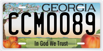 GA license plate CCM0089