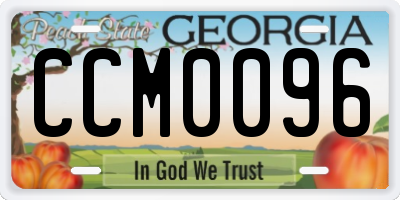 GA license plate CCM0096