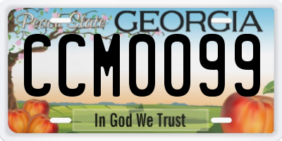 GA license plate CCM0099