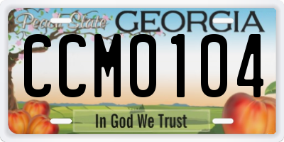 GA license plate CCM0104