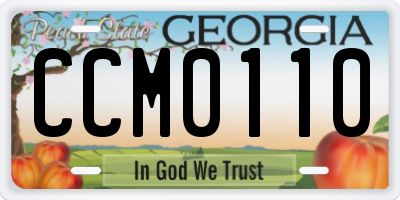 GA license plate CCM0110