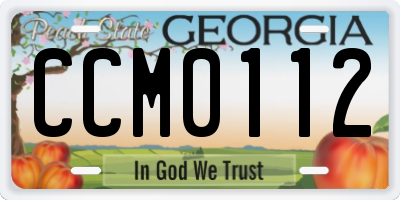 GA license plate CCM0112