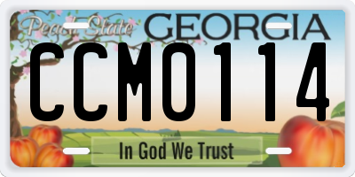 GA license plate CCM0114