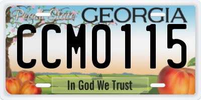 GA license plate CCM0115