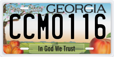 GA license plate CCM0116