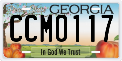 GA license plate CCM0117