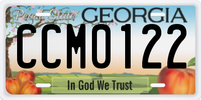 GA license plate CCM0122