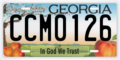 GA license plate CCM0126