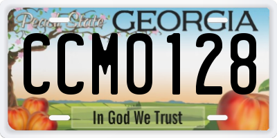 GA license plate CCM0128