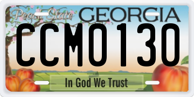 GA license plate CCM0130