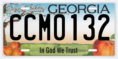 GA license plate CCM0132
